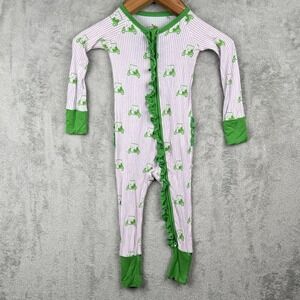 Kiki+Lulu One Piece Girls 18-24 M Pink Pinstripe Green Golf Carts Bamboo Ruffles